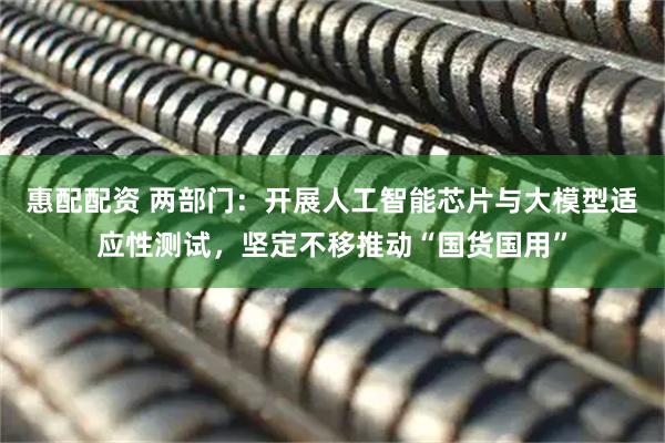 惠配配资 两部门：开展人工智能芯片与大模型适应性测试，坚定不移推动“国货国用”